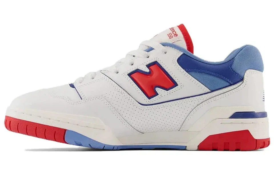 Мужские кроссовки New Balance 550 BB550NCH, белые, из натуральной красной кожи, повседневная обувь — фото 3