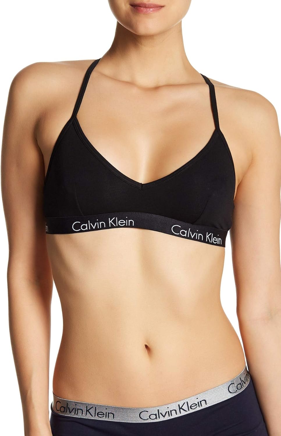 

Женский бюстгальтер-бралетт Calvin Klein Motive Cotton Lightly Linen Bralette, Black(Qp1668-001)/White