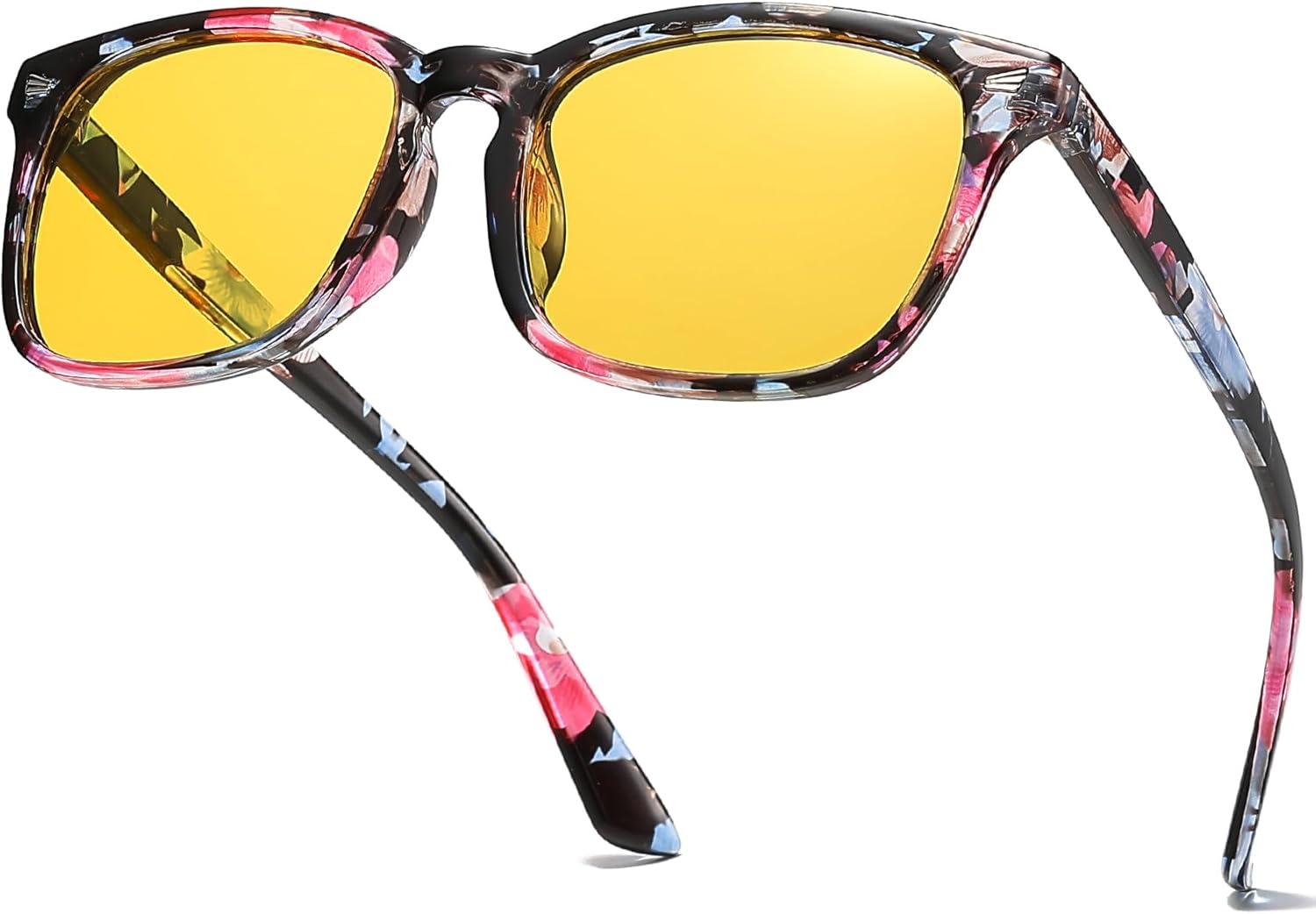 

Очки для вождения в ночное время для женщин и мужчин - поляризованные, антибликовые, с желтыми линзами, очки ночного видения HD D Lolylad, Flower Frame Night Vision Glasses