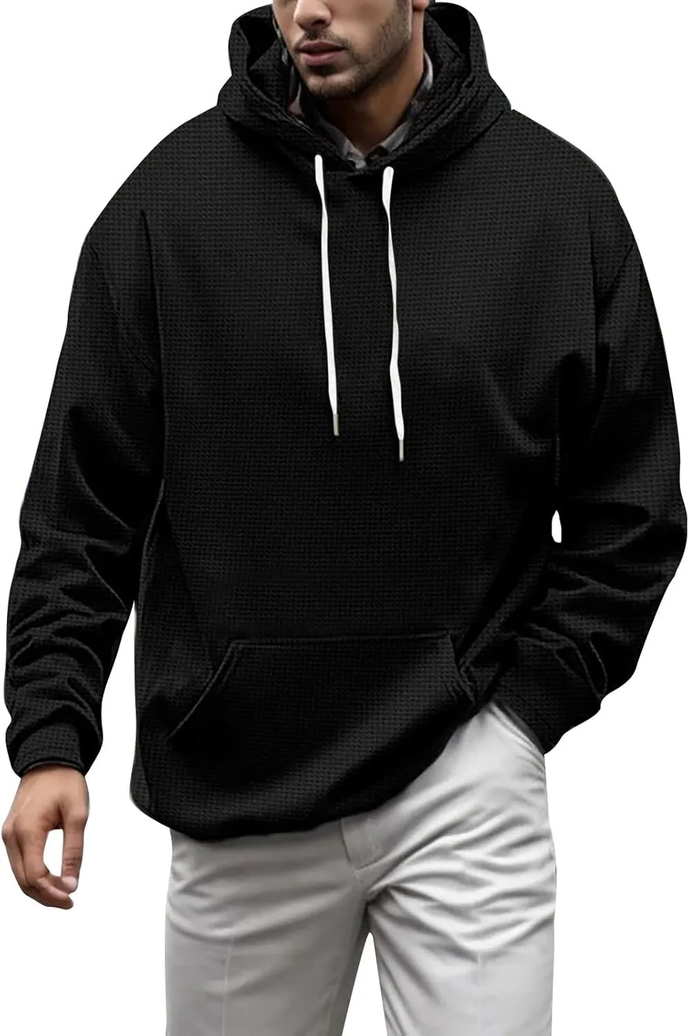 

Мужской худи с карманом, легкий, свободный крой