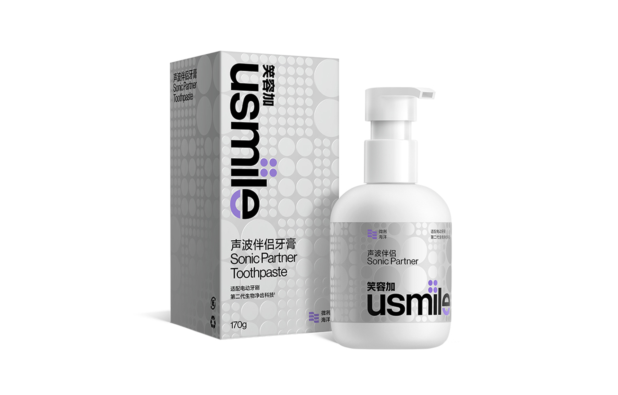 

Usmile Зубная паста Sonic Companion для отбеливания зубов, очищения, свежести дыхания и ухода за деснами 170г/170г*2