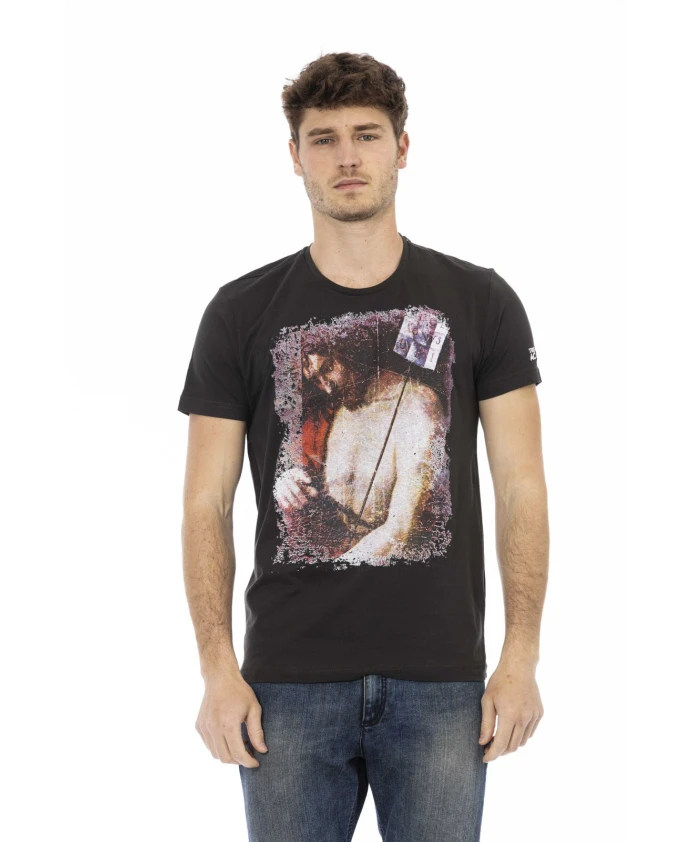 

Повседневная футболка с круглым вырезом и короткими рукавами Trussardi, черный