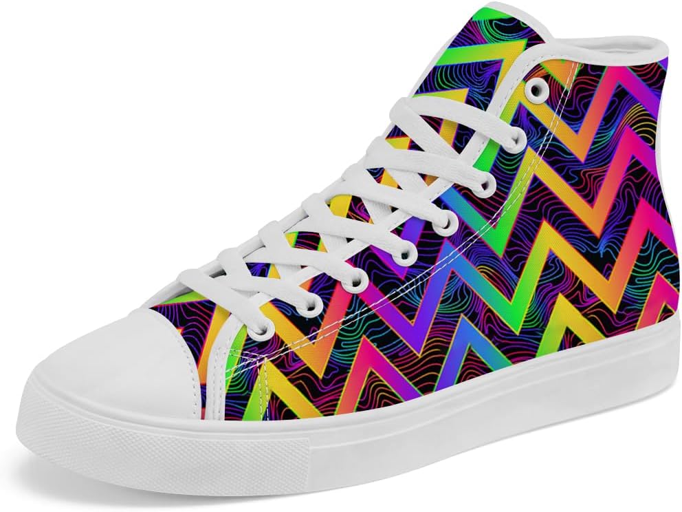 

Кеды на высокой подошве с узором зигзаг chebing, высокие сникерсы с шнуровкой, повседневная обувь для женщин и мужчин, 611 Rainbow