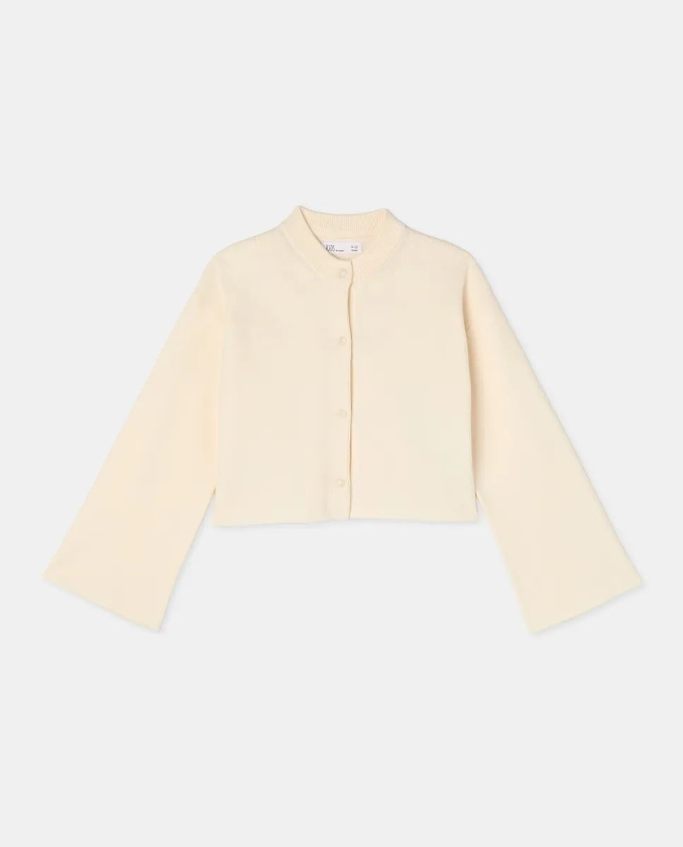 

Детский вязаный жакет с расклешенными рукавами и стразами Kids El Corte Inglés, экрю