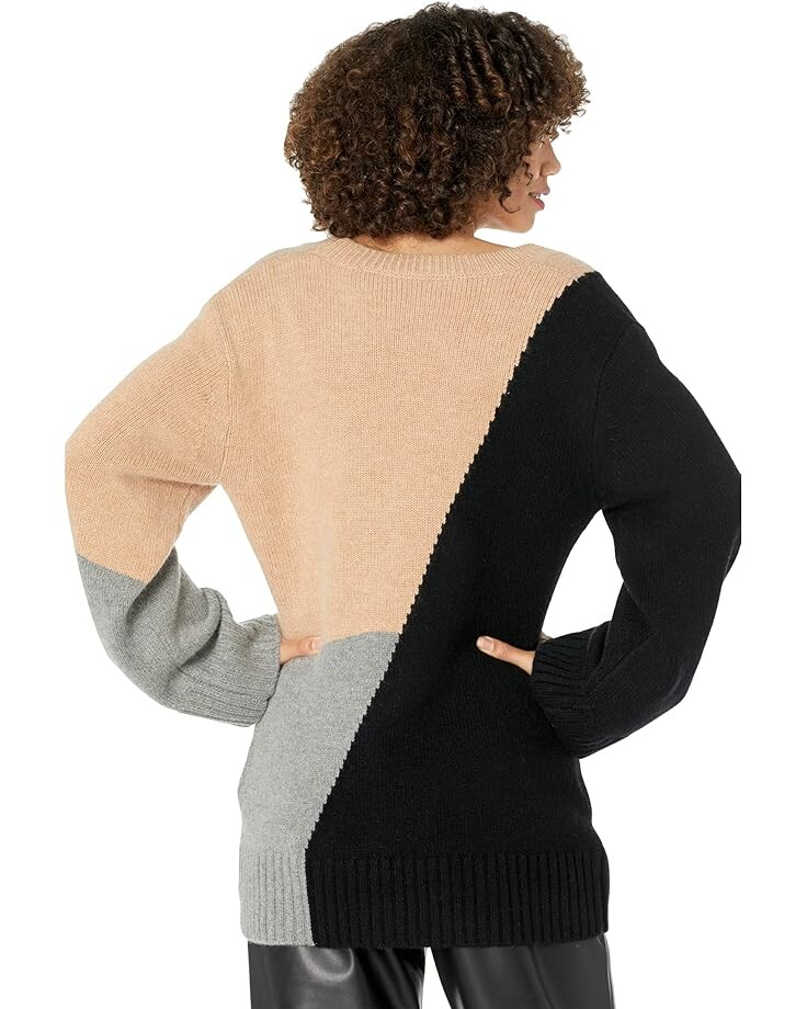 

Свитер EQUIPMENT Aminne Color-Block V-Neck Sweater, цвет True Black Multi