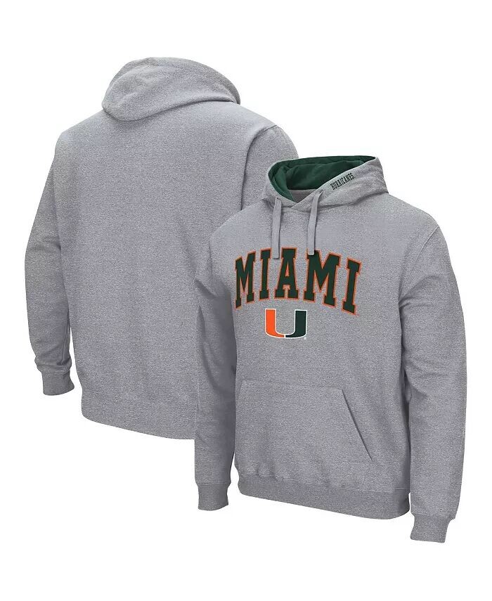 

Мужской пуловер с капюшоном Miami Hurricanes Arch & Logo 3.0 Colosseum, серый