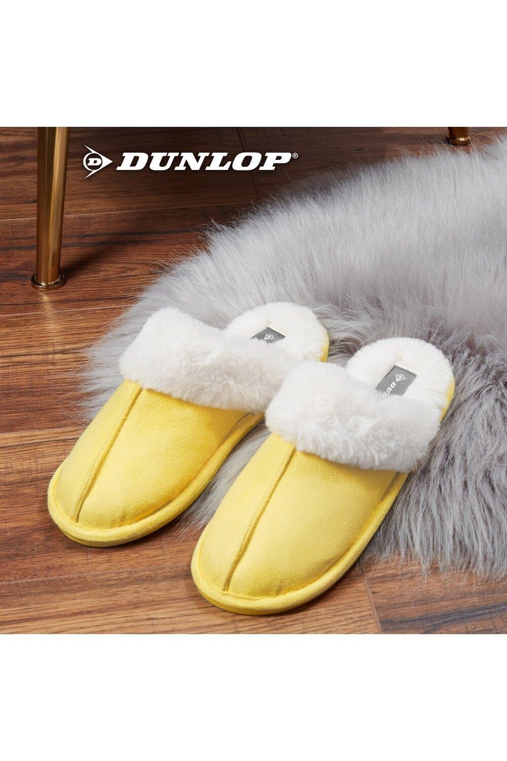 Домашние пушистые тапочки на толстой меховой подкладке Dunlop, желтый — фото 3