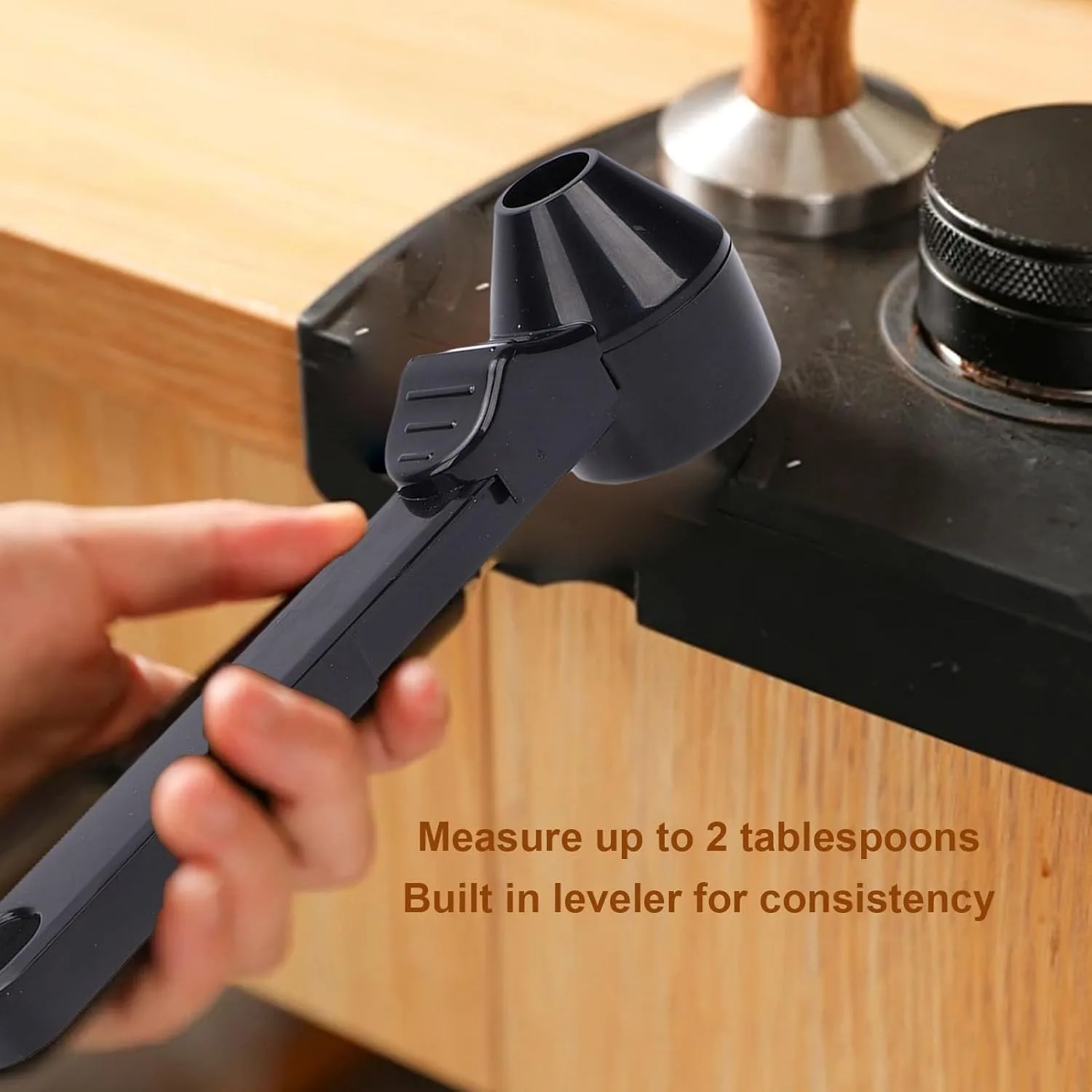 Мерная ложка для кофе Pongnas 2 Tablespoons с воронкой и выравнивателем для протеина, детского питания, чая (Black) — фото 4