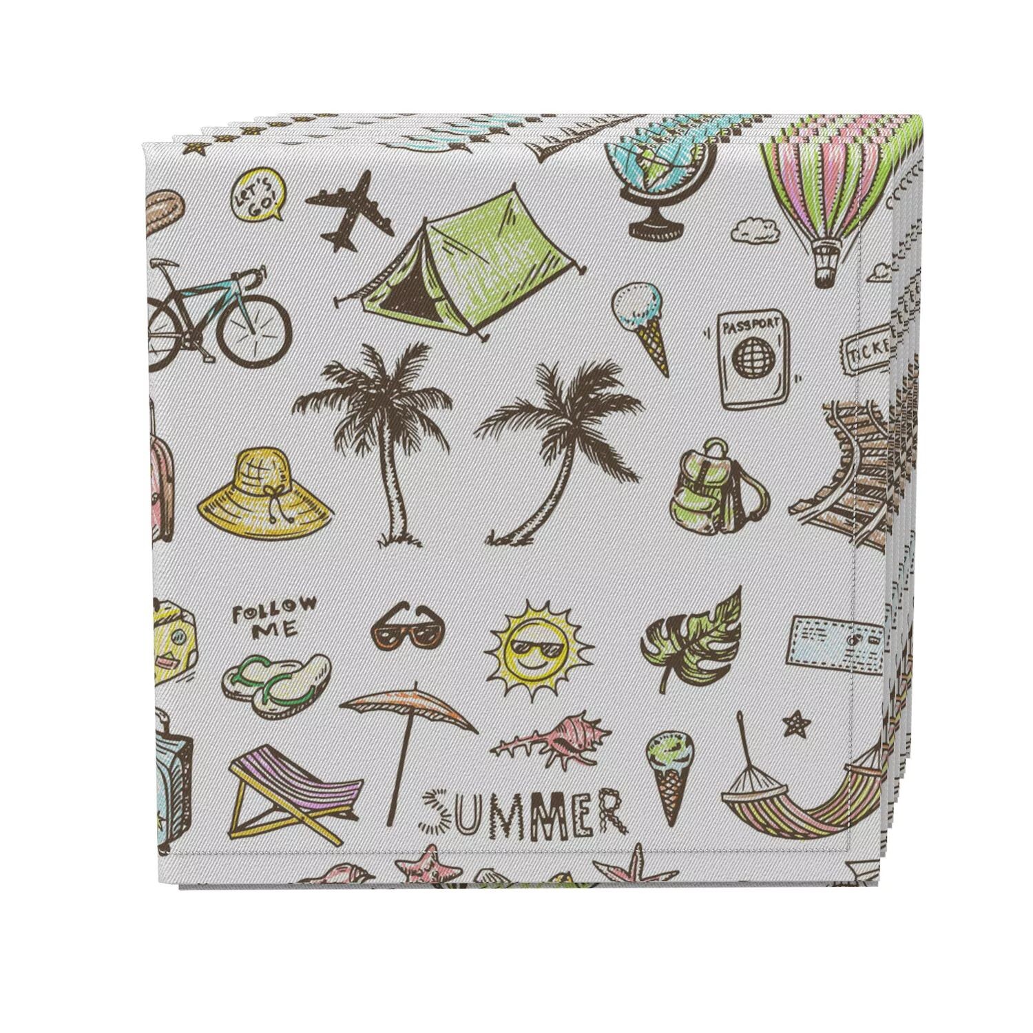 

Набор салфеток из 4 шт., 100% хлопок, 20x20 дюймов Summertime Icons