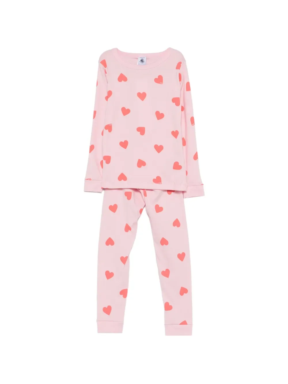 Пижама с принтом в виде сердечек Petit Bateau, розовый