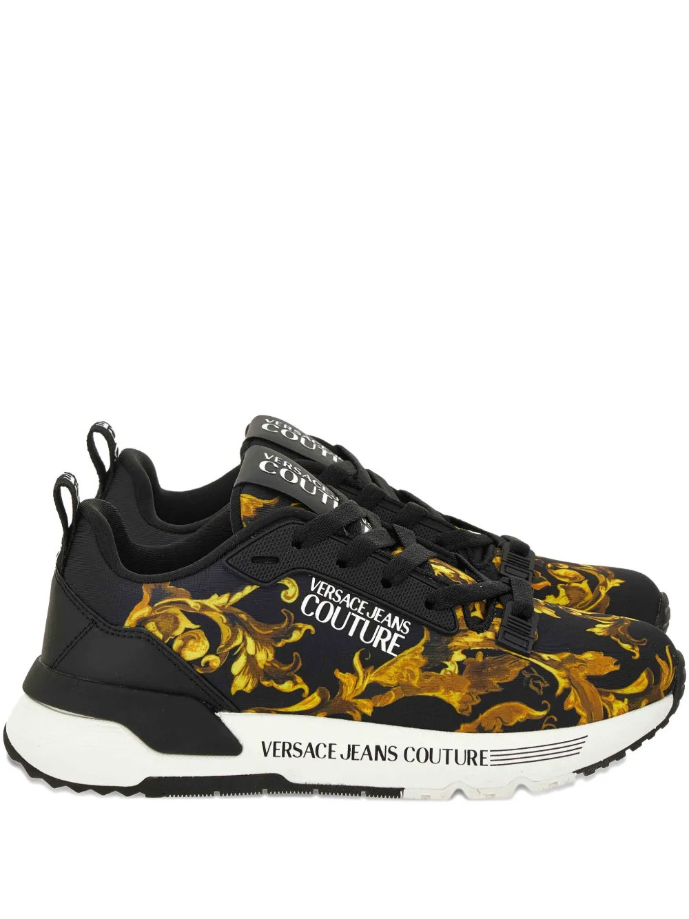 Кроссовки с динамичным принтом в стиле барокко Versace Jeans Couture, черный
