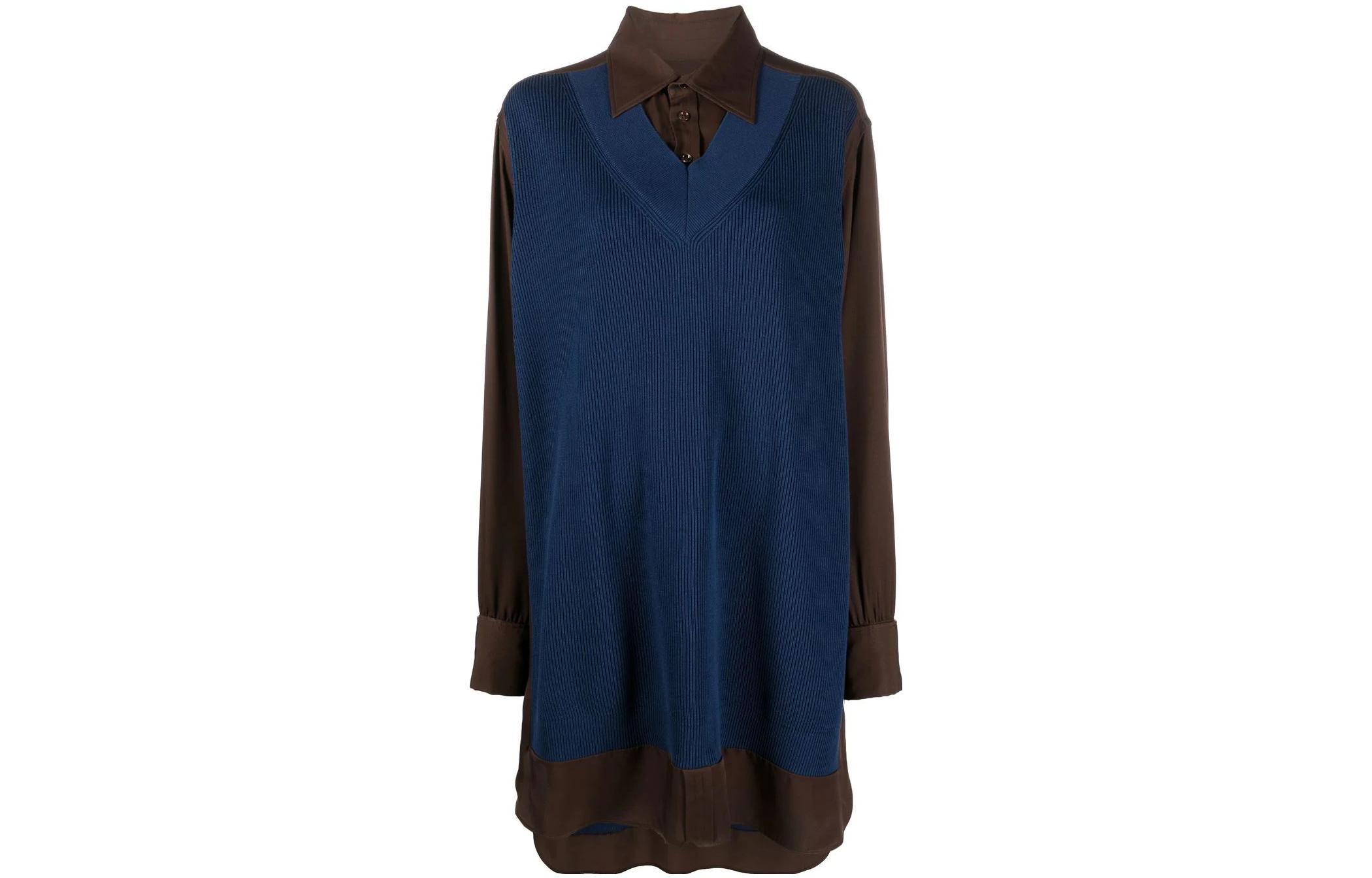 

Футболка женская синяя и коричневая Maison Margiela