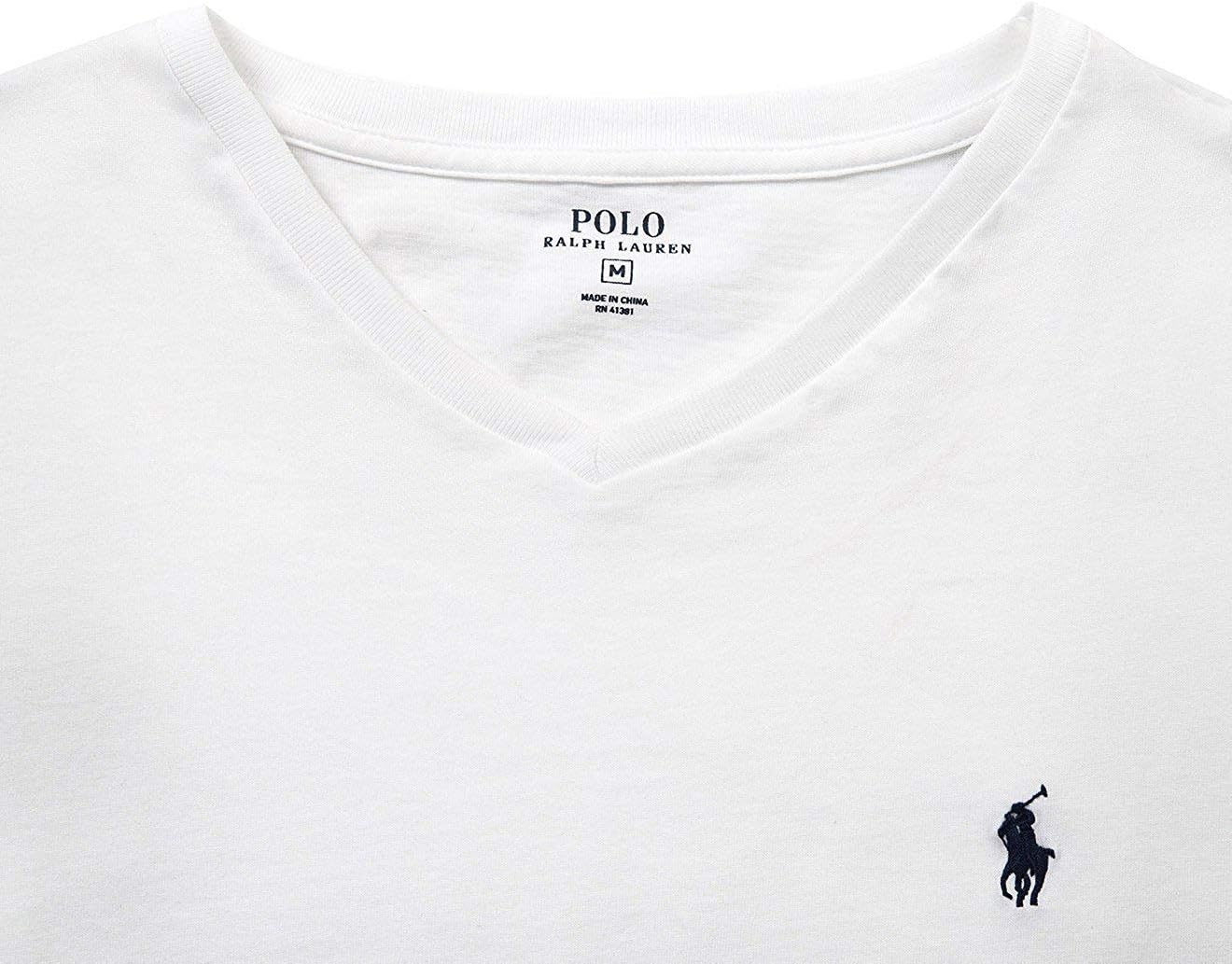 Футболка POLO RALPH LAUREN Classic Fit с V-образным вырезом, White (Navy Pony) — фото 2