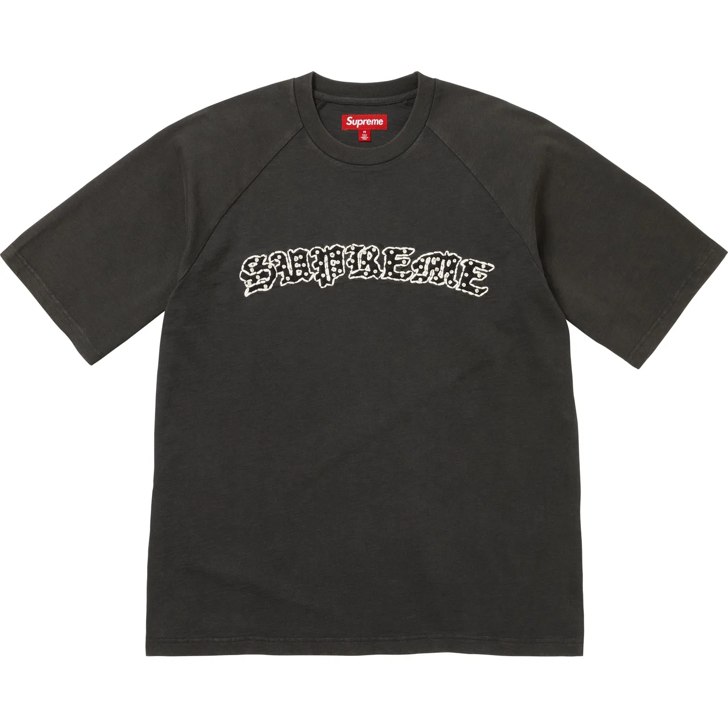 Футболка реглан с коротким рукавом и стразами SS26 WEEK5 Unisex Supreme, Gold — фото 3
