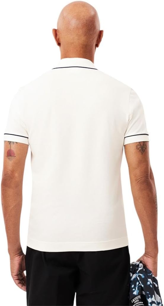 Lacoste мужская парижская поло с коротким рукавом regular fit и контрастным воротником и рукавами, Flour — фото 3