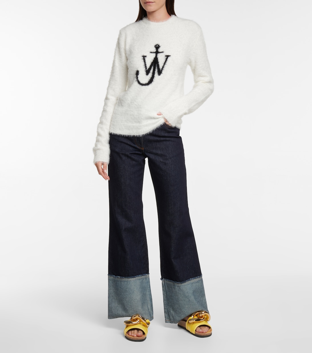 Декорированные кожаные шлепанцы JW Anderson, желтый — фото 2