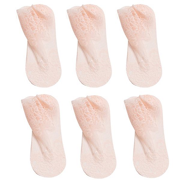 

Женские 6 пар носков-невидимок с цветочным кружевом, легкие, низкие, для балеток Anna-Kaci, Pink