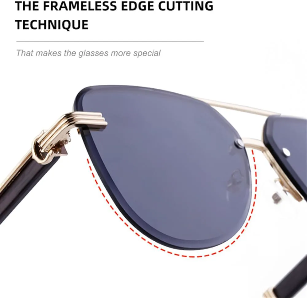 

Овальные солнцезащитные очки без оправы для мужчин и женщин, винтажные солнцезащитные очки без оправы для мужчин, защита от УФ-излучения UV400 VFDHN, C4 Gray Blue