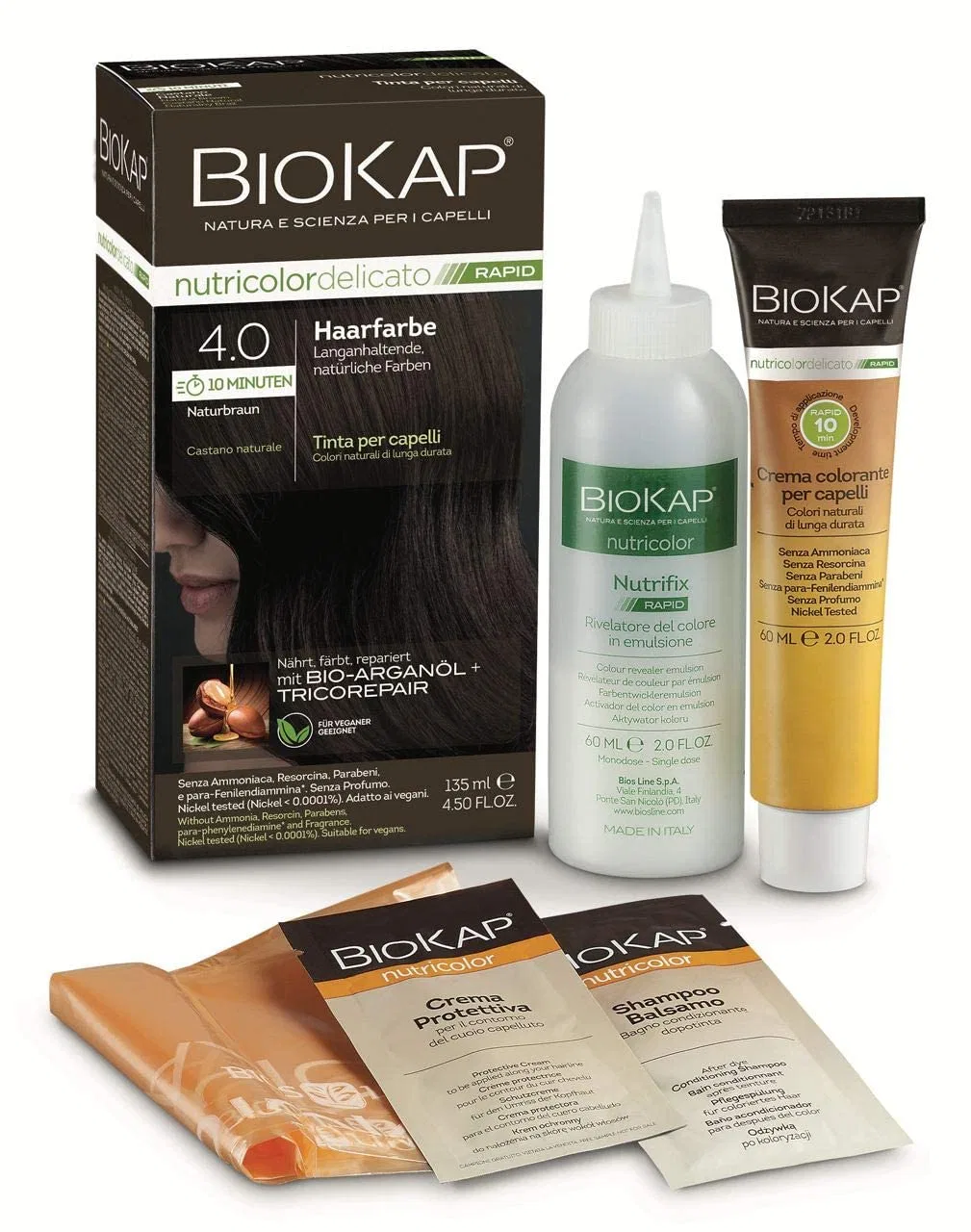 Стойкая краска для волос «Rapid Permanent 4.0» натуральный коричневый от BIOKAP Biokap