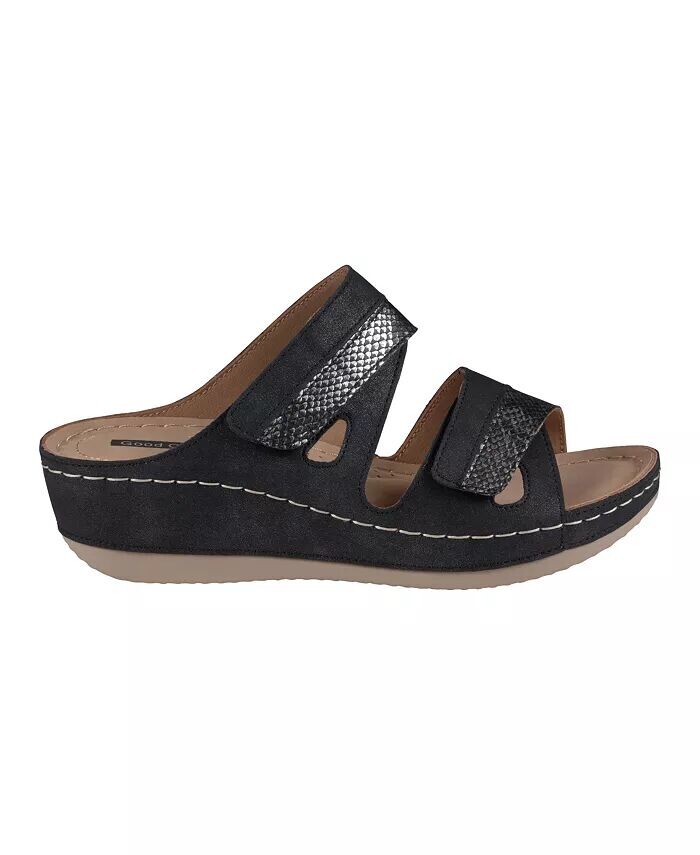 Женские босоножки на танкетке с двумя ремешками Havana GC Shoes, черный — фото 2