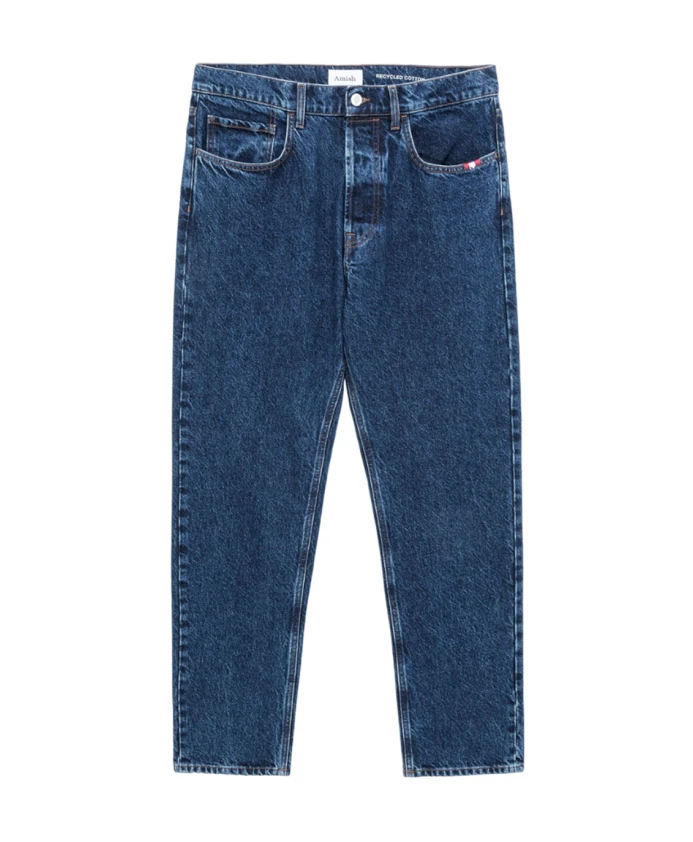 

Яркие джинсы прямого кроя из денима цвета камня Amish, синий