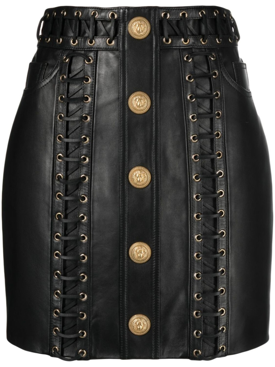 

Balmain юбка мини с люверсами, черный