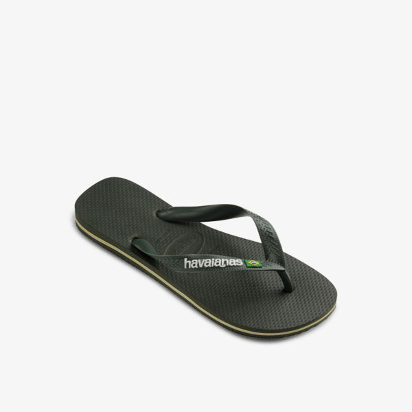 Резиновые шлепанцы с тисненым логотипом Brasil Havaianas, зеленый — фото 3