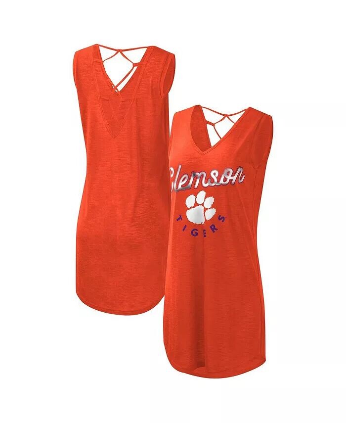 

Женское оранжевое прикрытое платье с v-образным вырезом Clemson Tigers Game Time Burnout G-Iii 4Her By Carl Banks