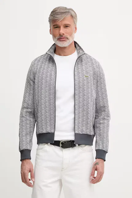 Кофта на молнии из узорчатого материала Lacoste, серый