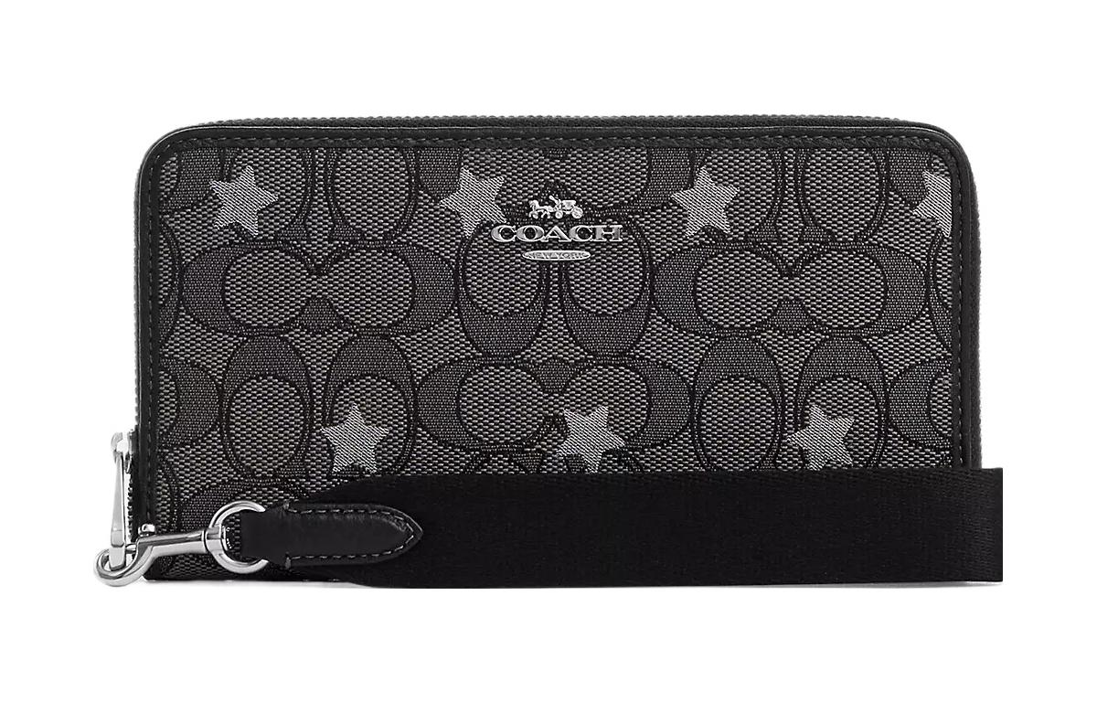 

Демпси Жаккард с изысканной шагреневой кожей Мобильный кошелёк Тубэс Женский Серебристый Дымчато-чёрный Мультиколор COACH