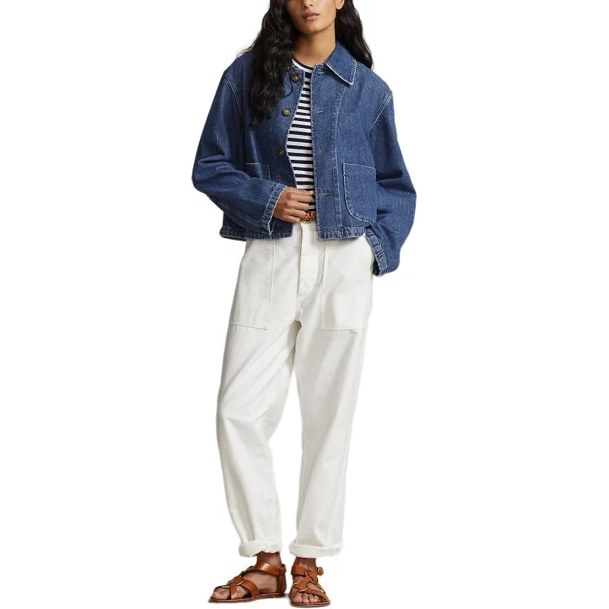 Polo Ralph Lauren Джинсовая куртка SS24 для женщин в цвете washed blue — фото 4