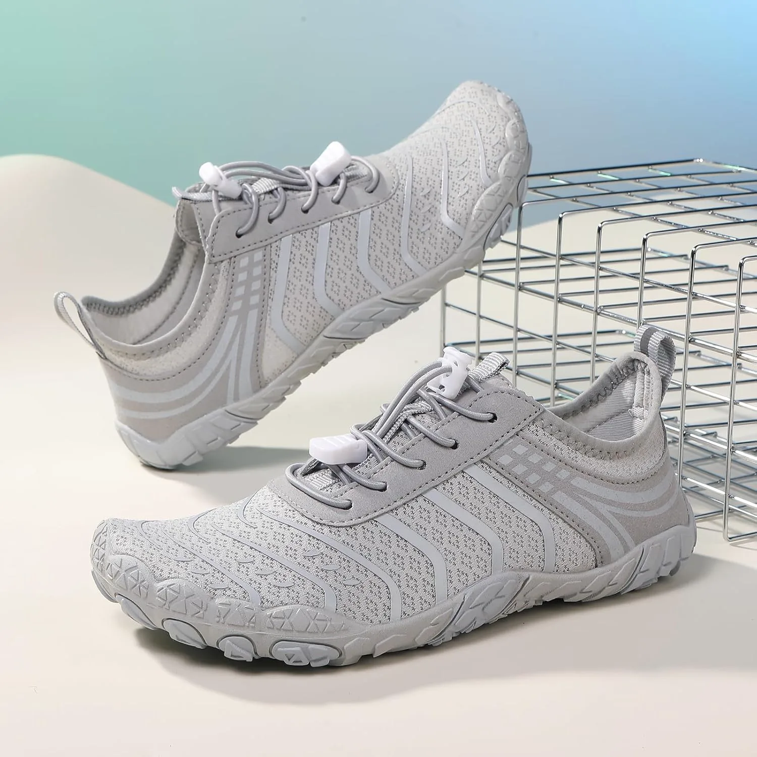 Ботинки походные унисекс XIANFENGNIAO, водонепроницаемые, дышащие, с широким носком, светло-серые — фото 3