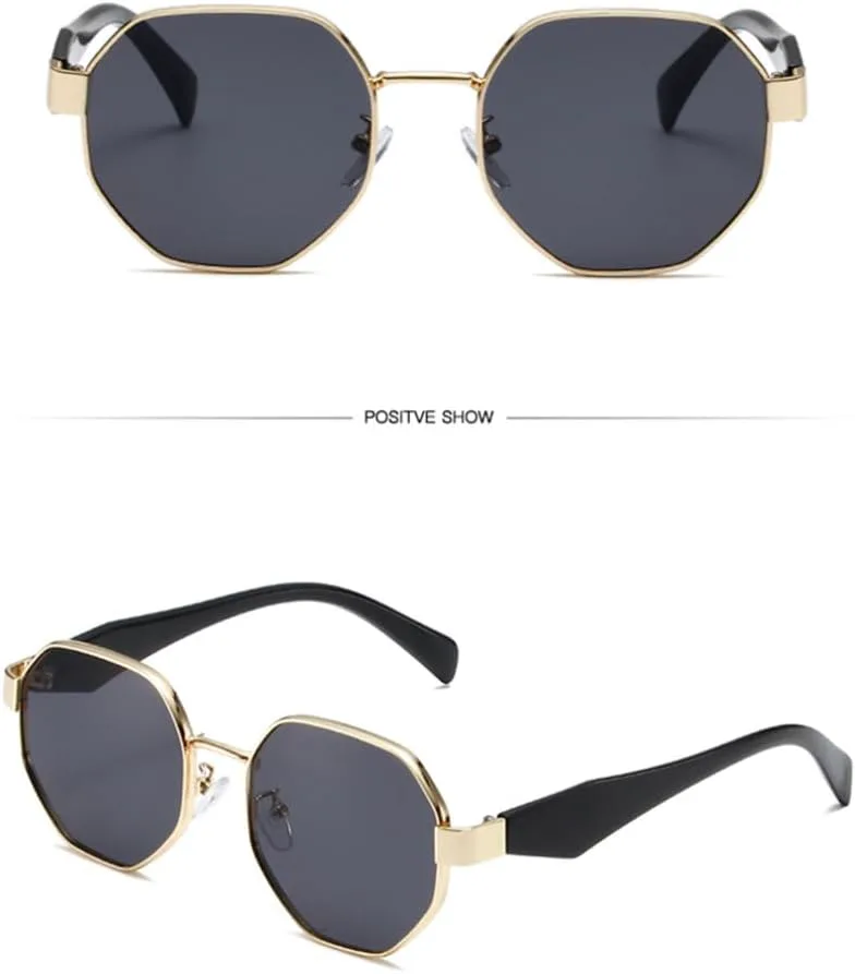 

Ретро-солнцезащитные очки для женщин, модный тренд, металлические оправы, мужские солнцезащитные очки класса люкс с защитой от УФ-излучения UV400 SZVVBKK, Black Gray