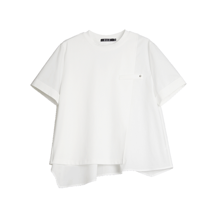 

ELLE Футболка Women's White Crew Neck Mock Two Piece