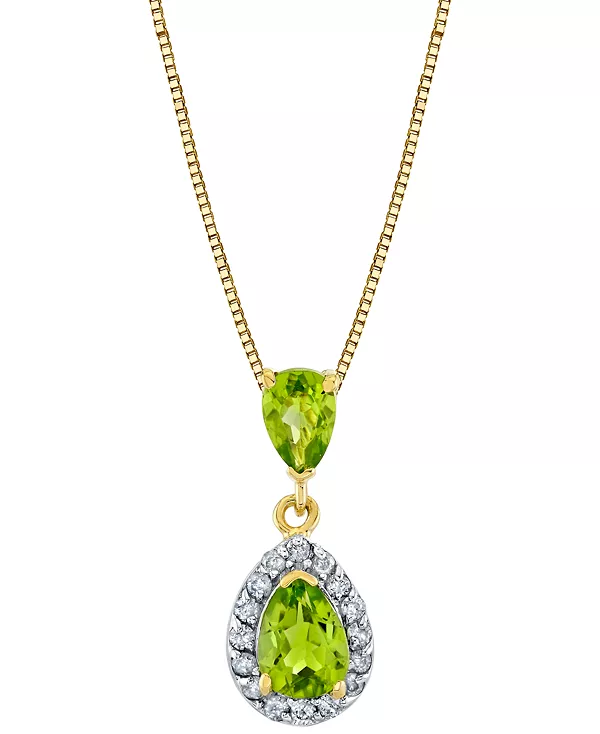 

Ожерелье с подвеской грушевидной формы длиной 18 дюймов из 14-каратного желтого золота с перидотом (1-1/4 карата) и бриллиантом (1/6 карата) Macy'S, peridot
