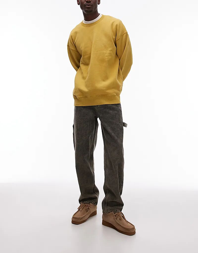 

Прямые брюки цвета хаки с кислотной стиркой Topman