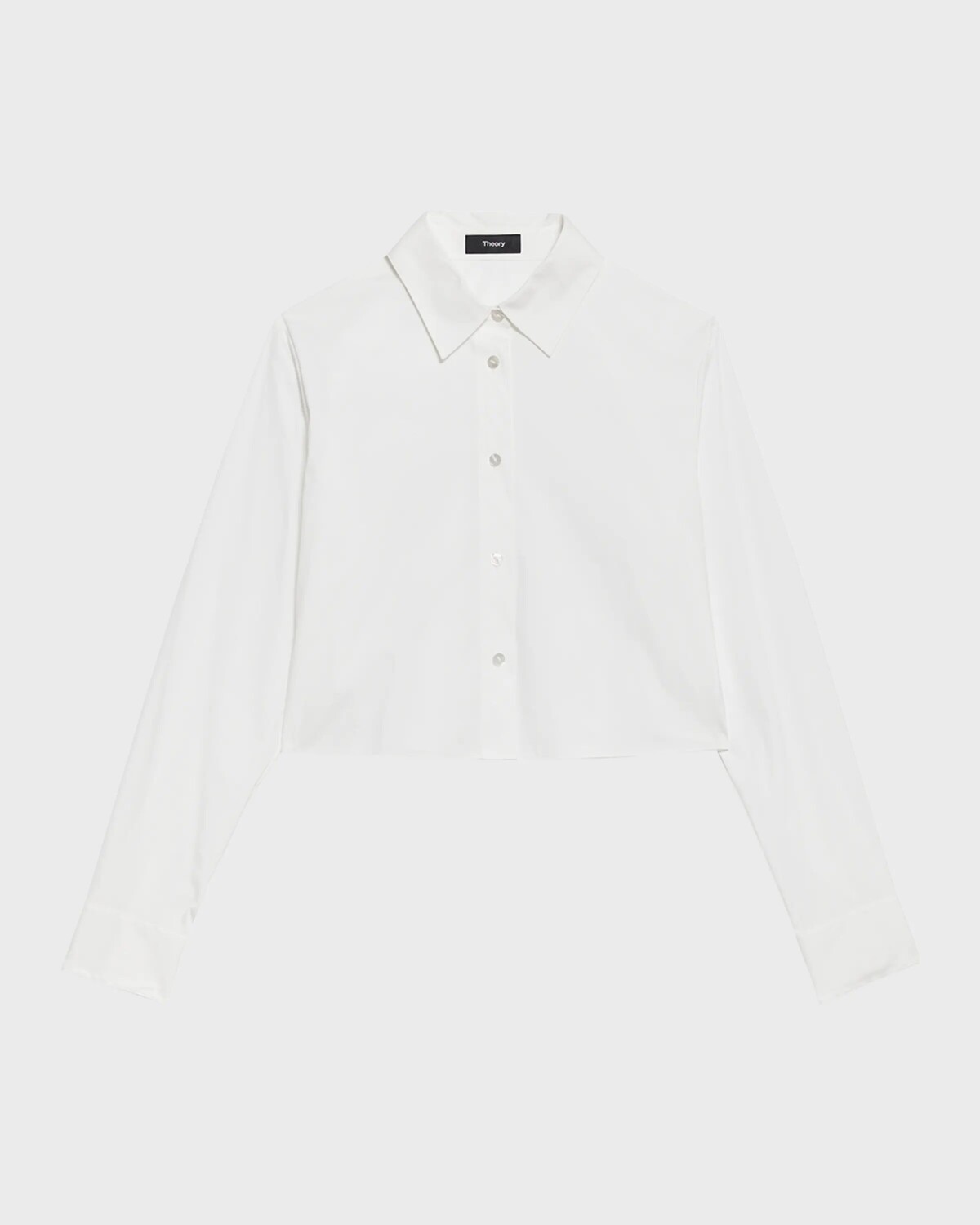 

Укороченная классическая рубашка на пуговицах спереди Theory, цвет Luxe White