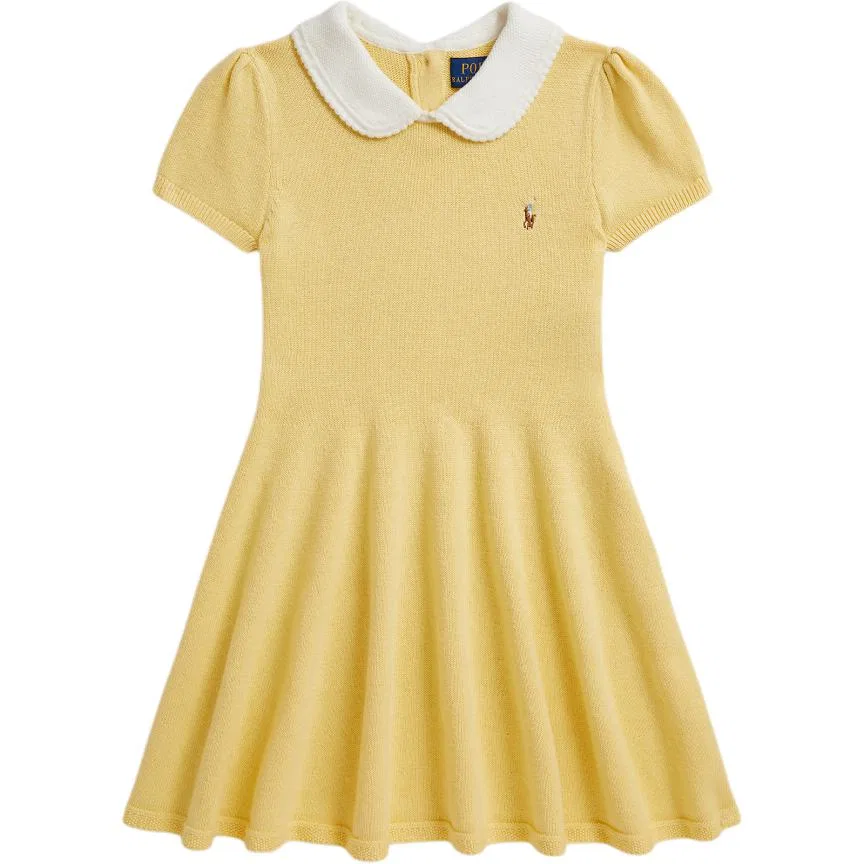 Платье миди с воротником-стойкой Polo Ralph Lauren Kids Banana Yellow