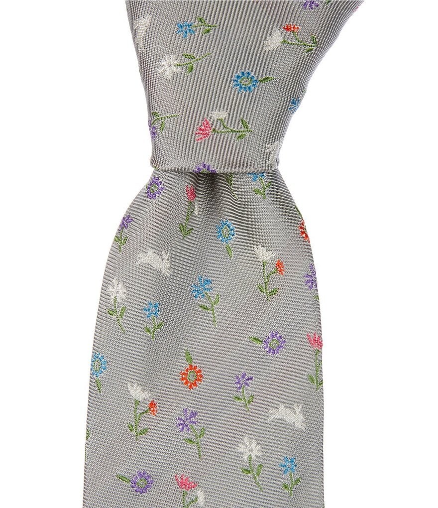 

Пол Смит Цветочный/Кролики 3.14Тканый шелковый галстук Paul Smith, серый