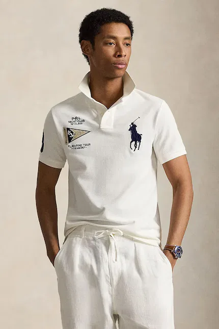 Футболка поло мужская из хлопка Polo Ralph Lauren, бежевый