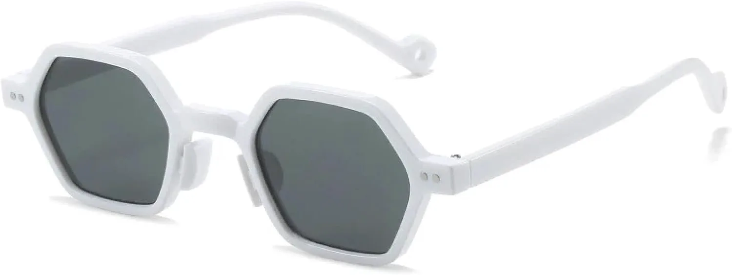 

Ретро-солнцезащитные очки Polygon для мужчин, конфетный леопардовый принт, защита от УФ-излучения UV400, для женщин, модный панк-стиль, заклепки HHZZYVY, White Gray