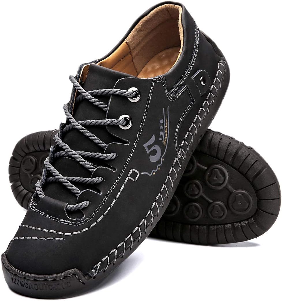 

Мужские кожаные повседневные туфли alcubieree, удобные модные кроссовки, лоферы, легкие туфли для ходьбы, вождения и делового стиля (Размер 7.5-13), черный