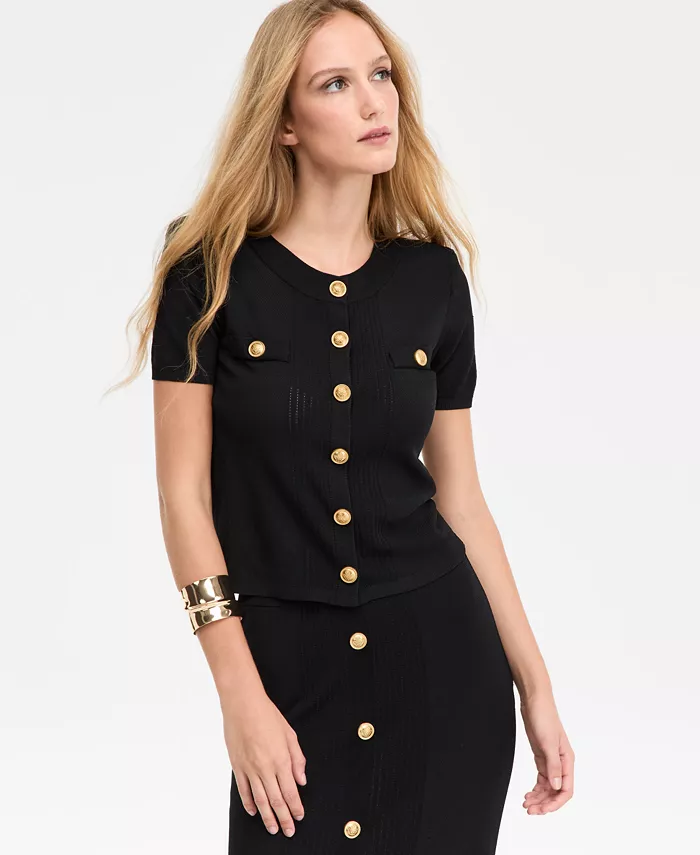 

Женский укороченный кардиган на пуговицах I.N.C. International Concepts, черный