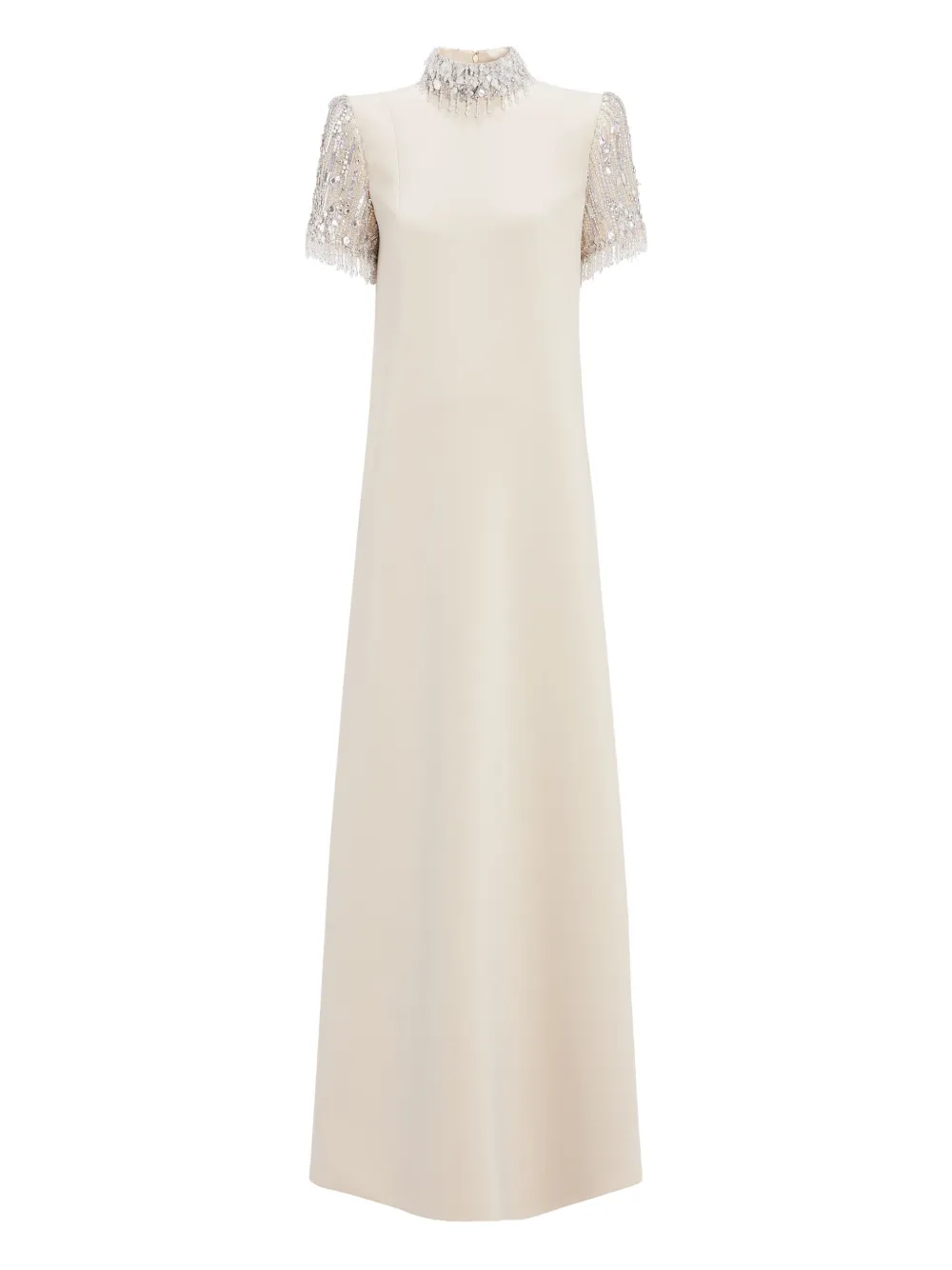 

Платье макси с высоким воротником и пайетками Jenny Packham, белый
