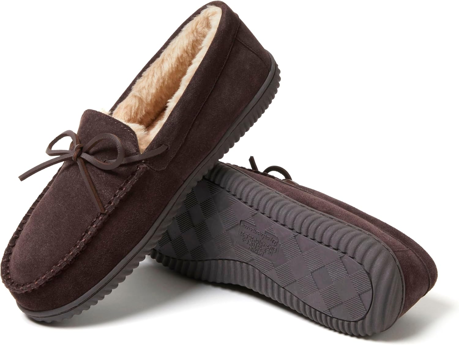 Мужские мокасины Dearfoams Hudson из натуральной замши с мемори-пенной стелькой и шнурками, Coffee 2 — фото 2