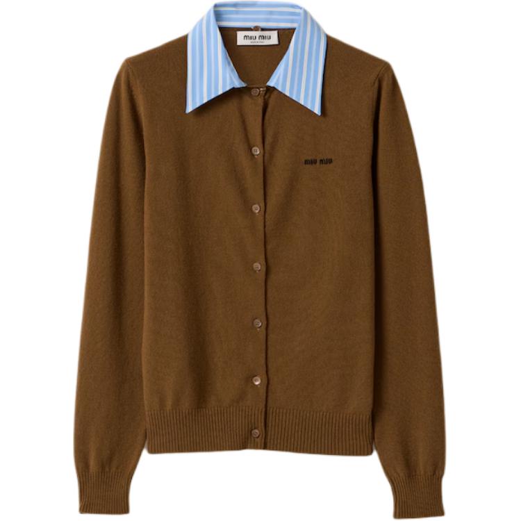 

Кардиган из кашемира с воротником-рубашкой MIU MIU, Umber