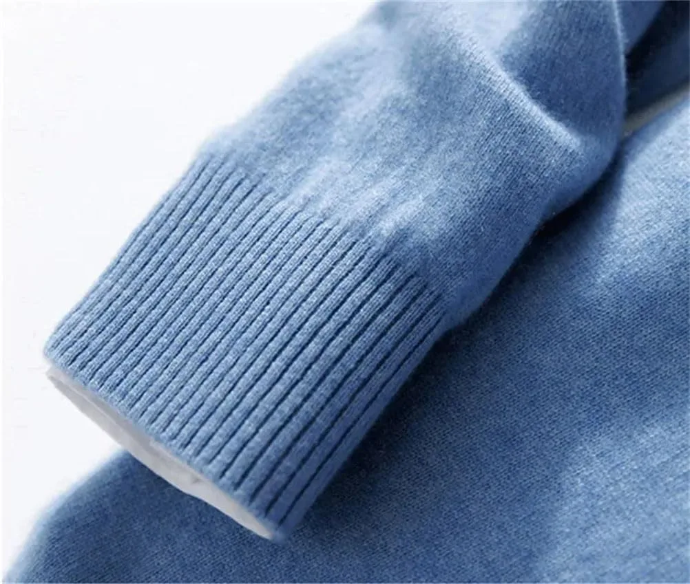 Мужской вязаный пуловер с длинным рукавом Slim Fit V-образным вырезом — фото 4