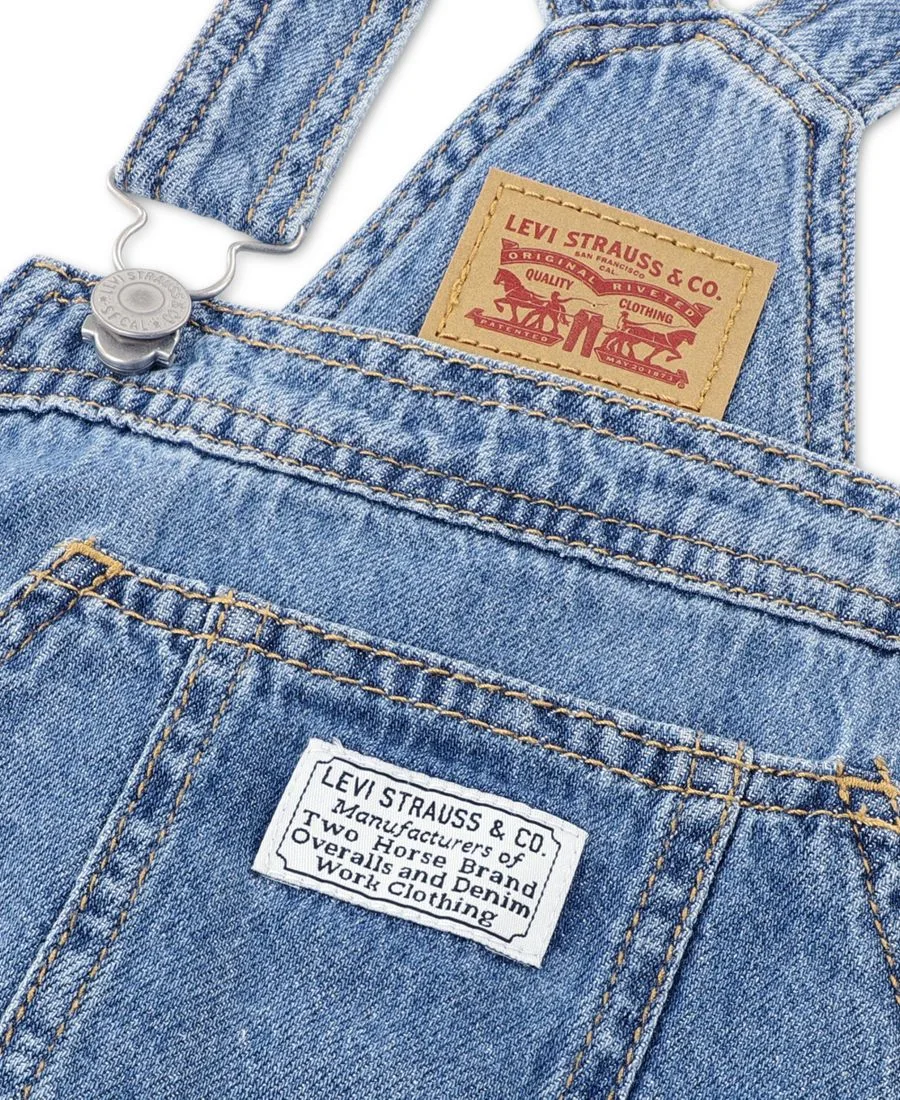 Комбинезончик с завязками на талии для девочек, размер 2T-4T Levi's, medium синий — фото 3