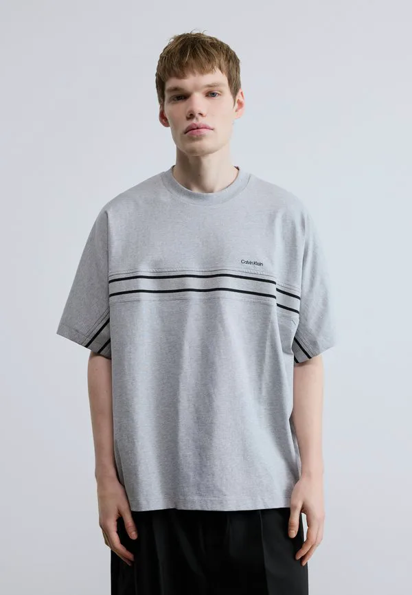Футболка с жаккардовым принтом и логотипом Calvin Klein, Heroic Grey Heather