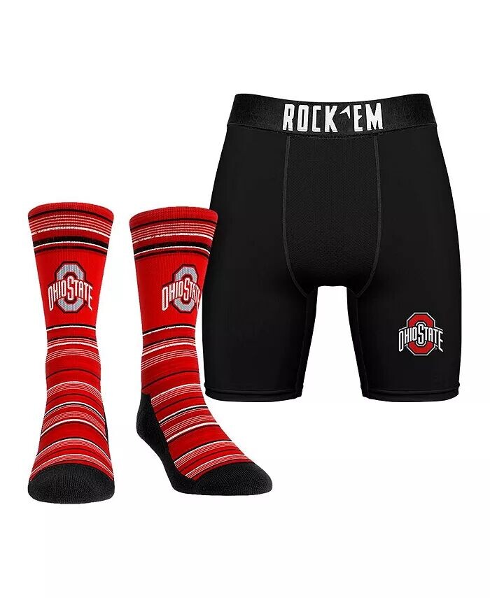 

Мужские носки Ohio State Buckeyes Primary Crew, боксеры, трусы, комбинированный набор Rock 'Em